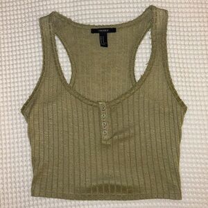 Forever 21 cropped green ribbed tank top